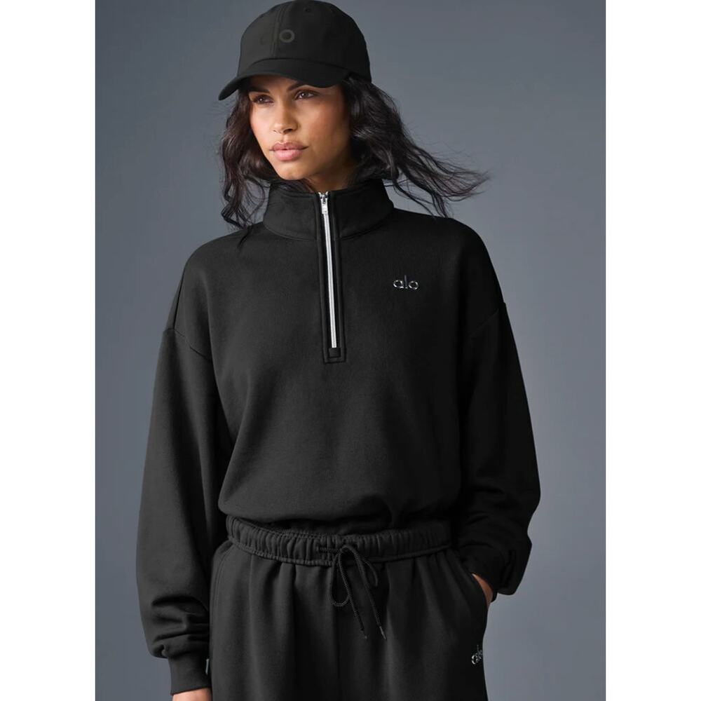 ALO Accolade 1/4 Zip Pullover Black Size Medium NWT
